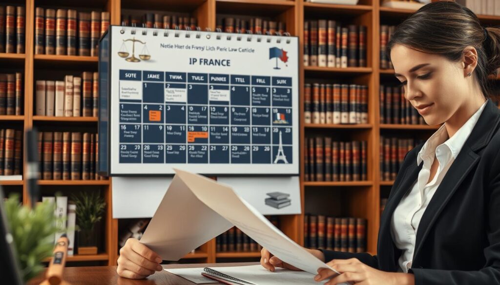 A professional setting illustrating the legality of IPTV in France. In the foreground, a smartly dressed businesswoman reading legal documents, emphasizing a serious tone. In the middle, a large calendar marked with key legal dates and symbols of French law, like the scales of justice and the Eiffel Tower, symbolizing the French context. The background features bookshelves filled with legal books and reference materials, suggesting a depth of knowledge. Soft, warm lighting creates an inviting but serious atmosphere, highlighting the important details without distraction. The camera angle captures the scene from a slight side perspective, adding dimension and engagement to the composition. A professional setting illustrating the legality of IPTV in France. In the foreground, a smartly dressed businesswoman reading legal documents, emphasizing a serious tone. In the middle, a large calendar marked with key legal dates and symbols of French law, like the scales of justice and the Eiffel Tower, symbolizing the French context. The background features bookshelves filled with legal books and reference materials, suggesting a depth of knowledge. Soft, warm lighting creates an inviting but serious atmosphere, highlighting the important details without distraction. The camera angle captures the scene from a slight side perspective, adding dimension and engagement to the composition.