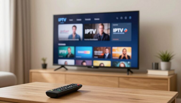 Abonnement IPTV France affiché sur une télévision connectée